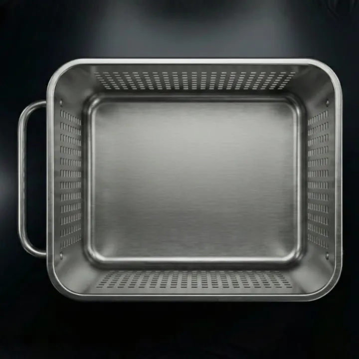 Perforated Euro tub stainless steel oblique view – manufacturer Tracz.