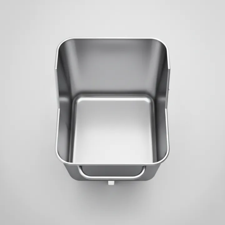 200L stainless steel stuffing cart with raised front side, top view