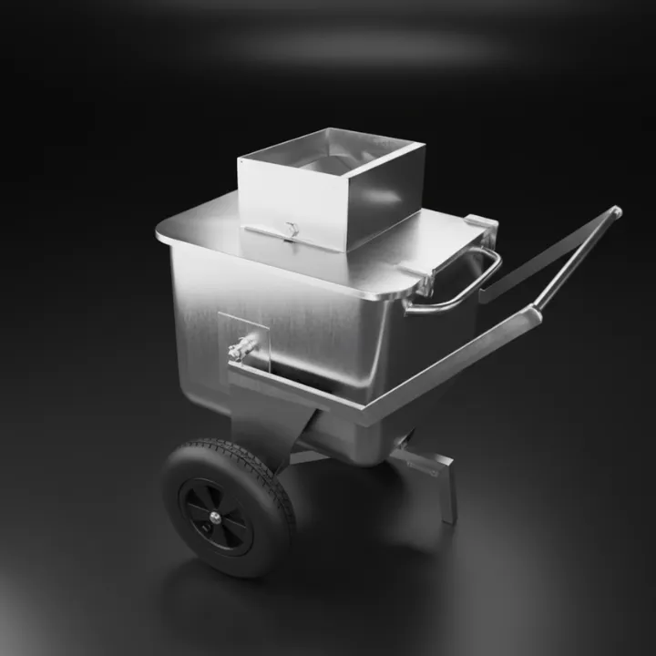 Stainless steel confiscator cart – angled view
